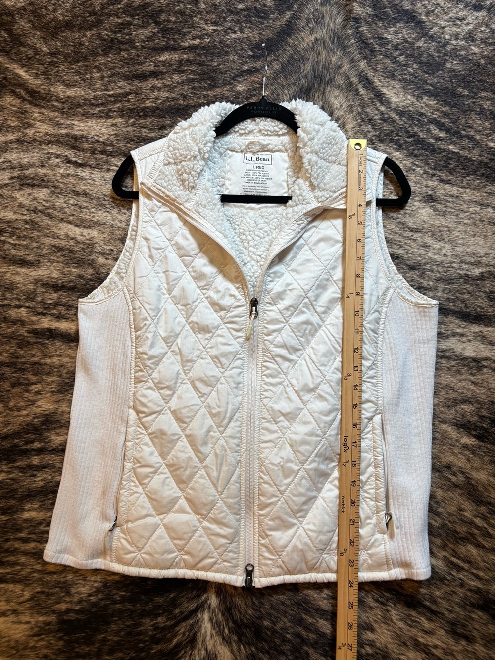 LL Bean Womens White Fleece-Lined Fitness Vest, Size Large Regular - Picture 5 of 6